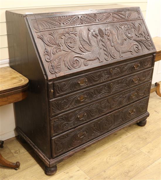 A 19th century oak bureau, W.122